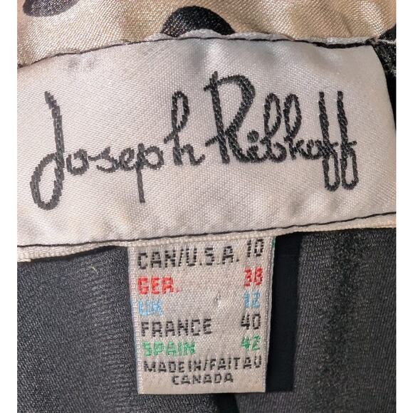 Joseph Ribkoff Polka Dot Ruffle Collar Surplice Wrap Style Blouse Black Cream 10 - Picture 3 of 4